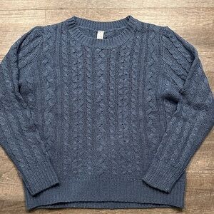 Blue Cable Knit crewneck Sweater Size XL